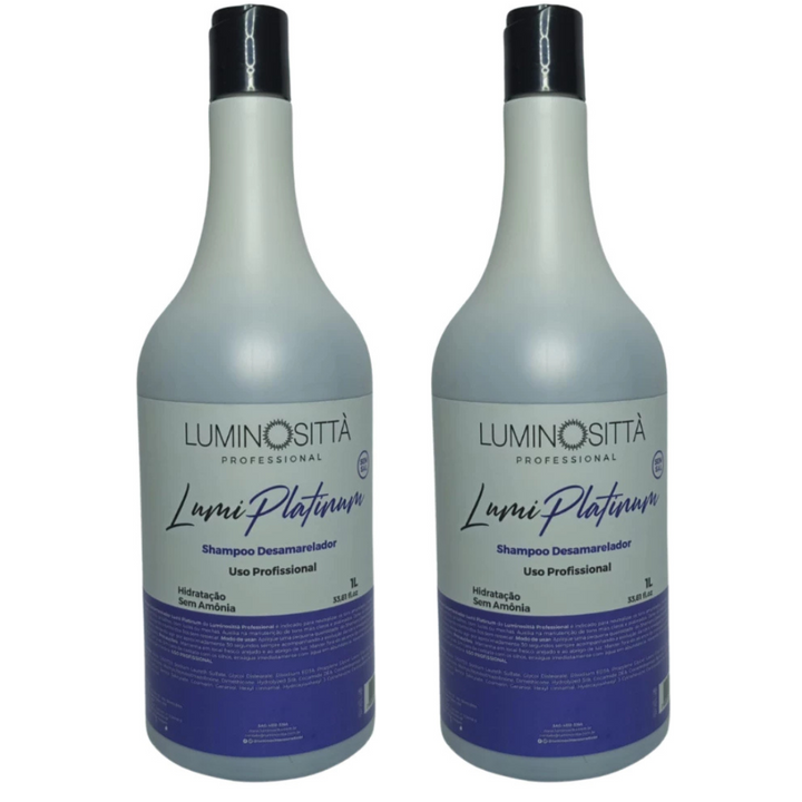 Shampoo Desamarelador Profissional Lumi Platinum 1L: Brilho, Hidratação e Neutralização Perfeita