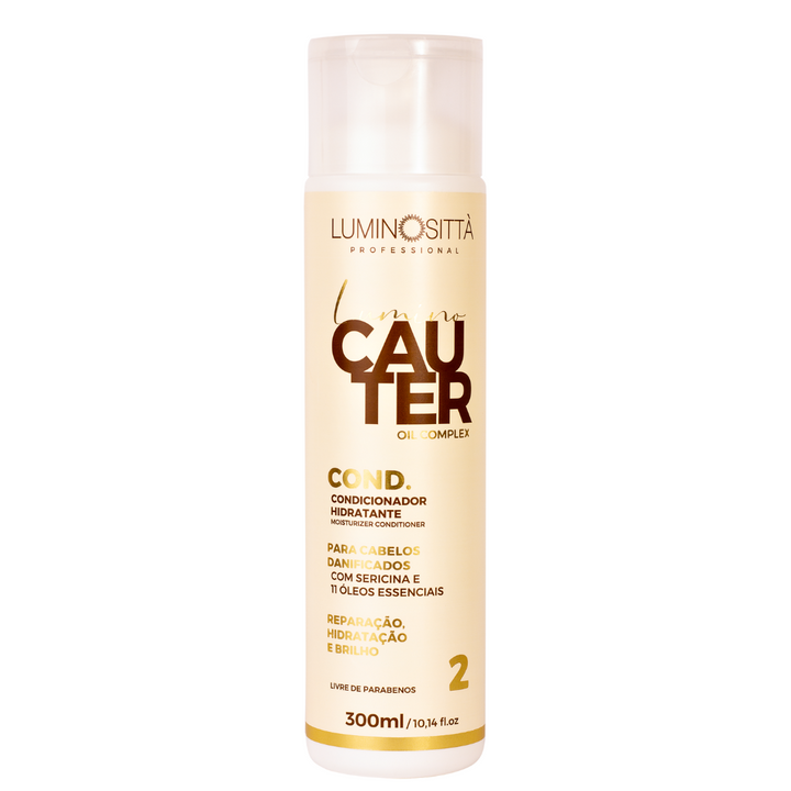 Kit Lumino Cauter 4 Passos: Reconstrução Profunda com Sericina e Óleos Essenciais para Cabelos Danificados