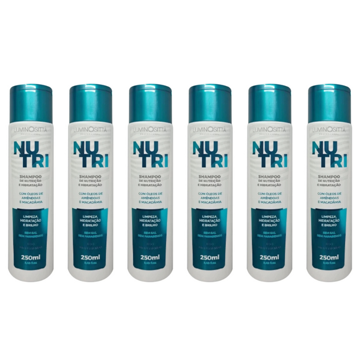 Shampoo Nutri 250ml Hidratação Intensa, Nutrição Profunda e Brilho para Cabelos Ressecados