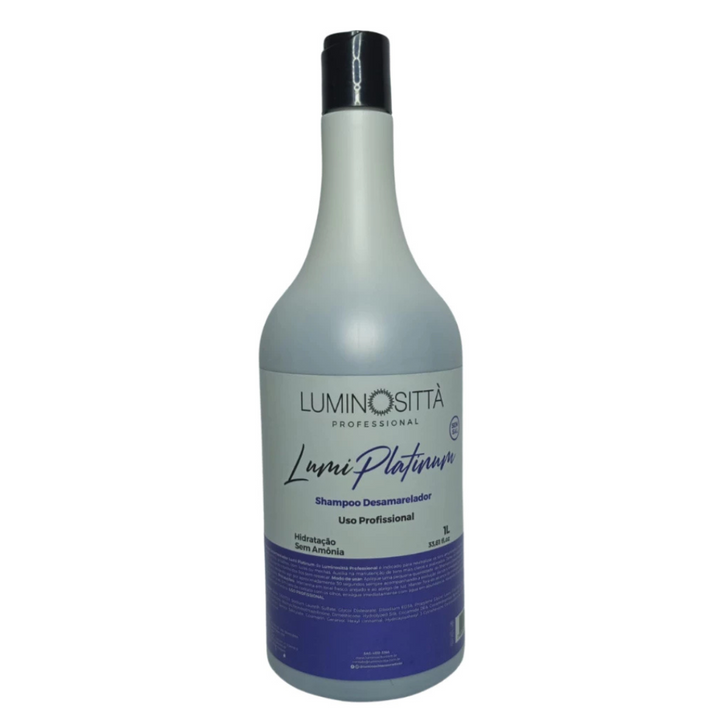 Shampoo Desamarelador Profissional Lumi Platinum 1L: Brilho, Hidratação e Neutralização Perfeita