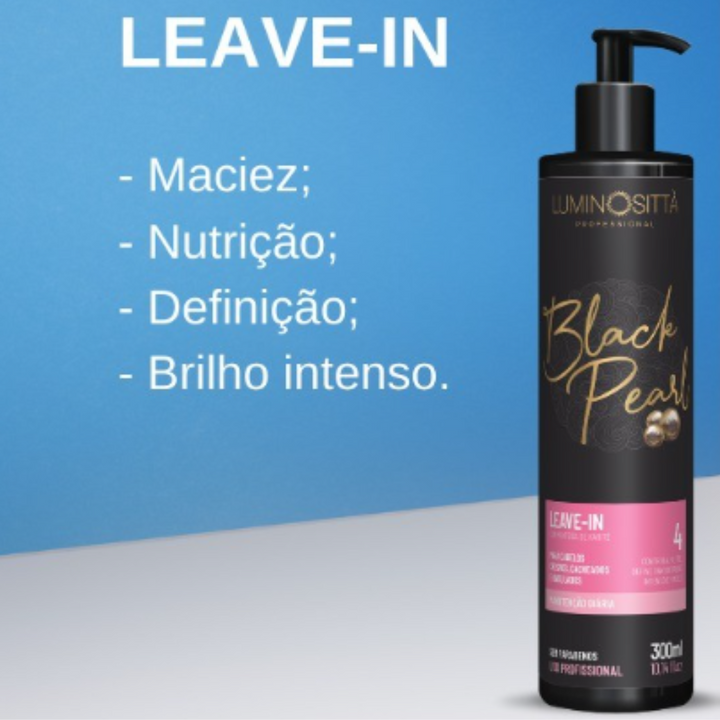 Leave-in Black Pearl 4 300ml: Nutrição e Definição para Cachos