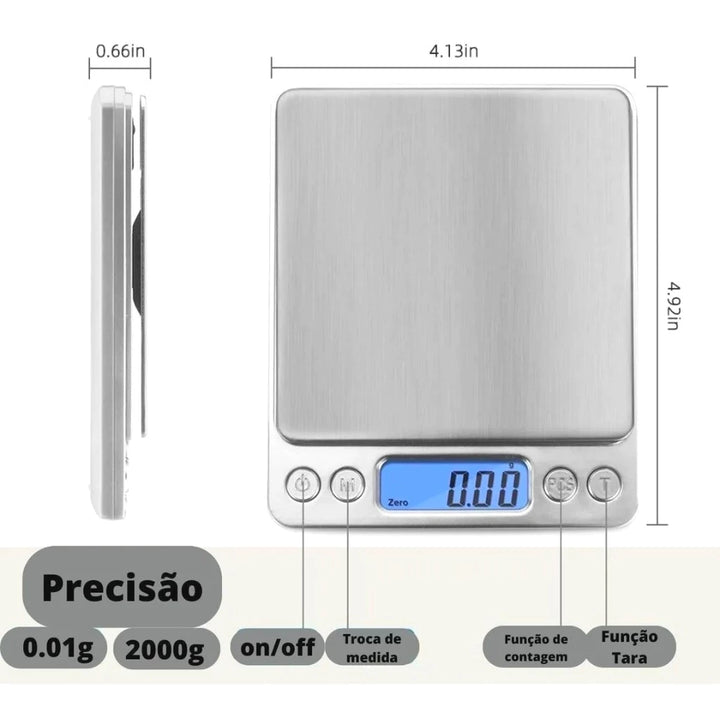 Mini Balança Digital 0.1g–2000g: 100% Precisão e Padronização em Procedimentos Capilares para Salões