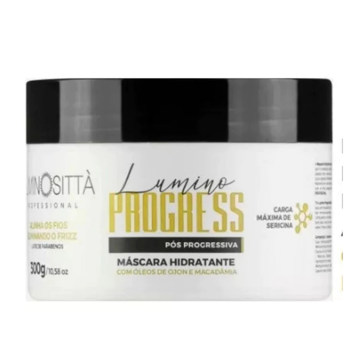 Kit Lumino Progress Shampoo disciplinador 300Ml + Mascara Hidratante 300G Hidratação e Alinhamento