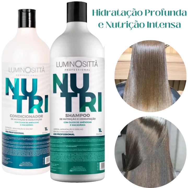 Kit Nutri Luminosittà - Shampoo e Condicionador 1L para Hidratação e Nutrição Profunda dos Fios
