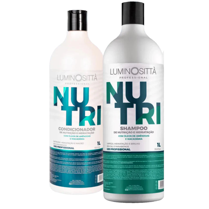 Kit Nutri Luminosittà - Shampoo e Condicionador 1L para Hidratação e Nutrição Profunda dos Fios