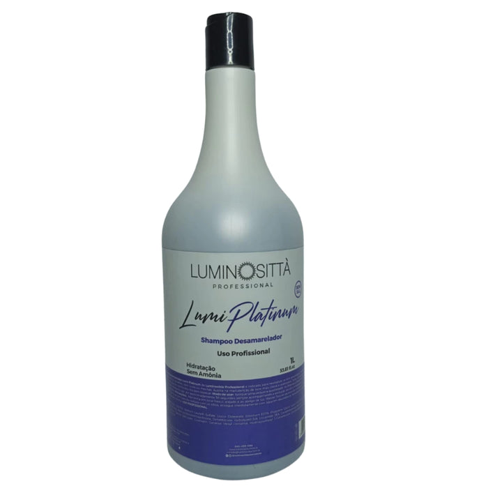 Shampoo Desamarelador Profissional Lumi Platinum 1L: Brilho, Hidratação e Neutralização Perfeita